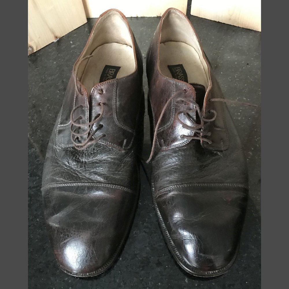 Vintage Brass Boot Men's Brown Leather Dress Derby Cap Toe Shoe Italy, Size 11 - Picture 2 of 11